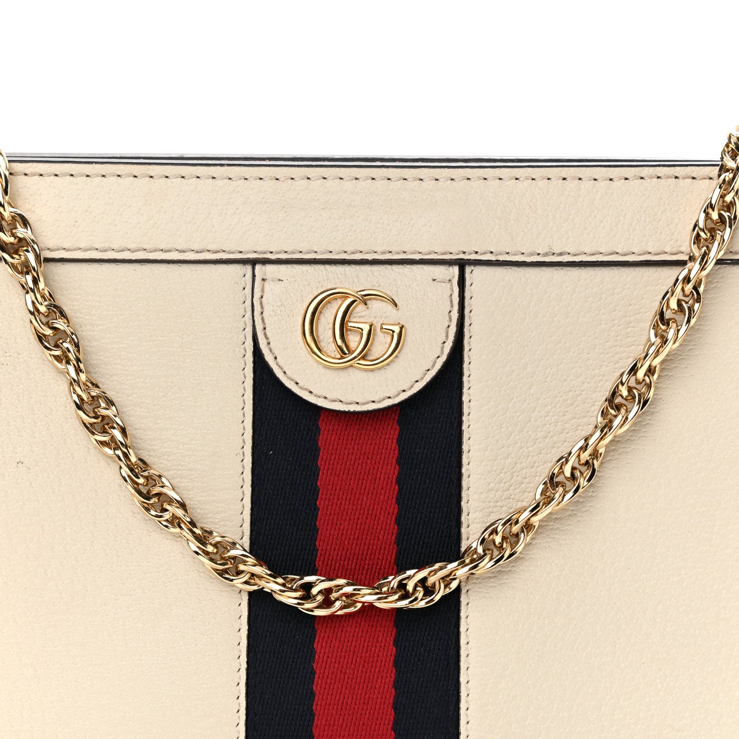 Gucci Textured Calfskin Web Small Ophidia Chain Shoulder Bag Mystic White 10 of 19