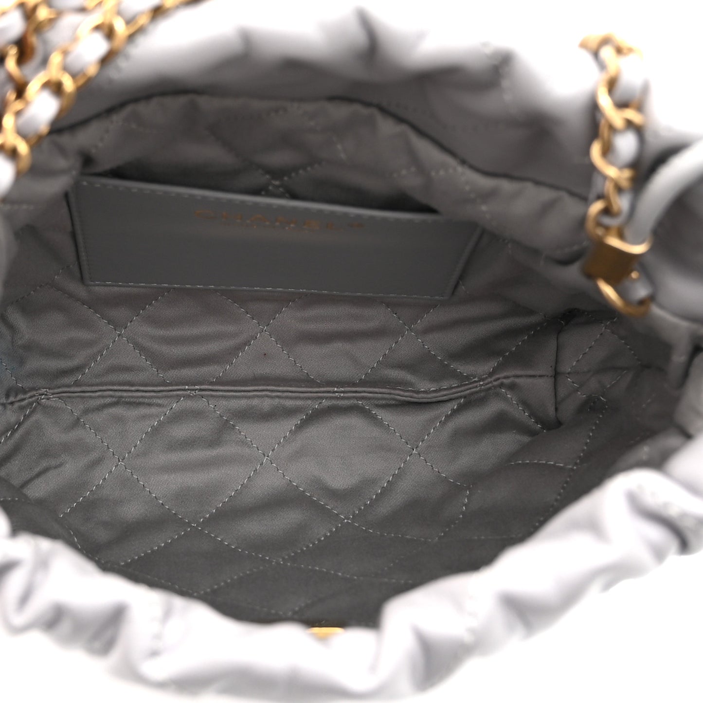 Shiny Calfskin Quilted Mini Chanel 22 Grey