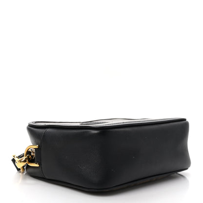 Fendi Glazed Fabric Vitello Century FF 1974 Stamp Patch Mini Camera Case Mogano Panna Black 4 of 9