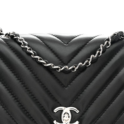 Chanel Lambskin Surpique Chevron Medium Single Flap Black 8 of 10
