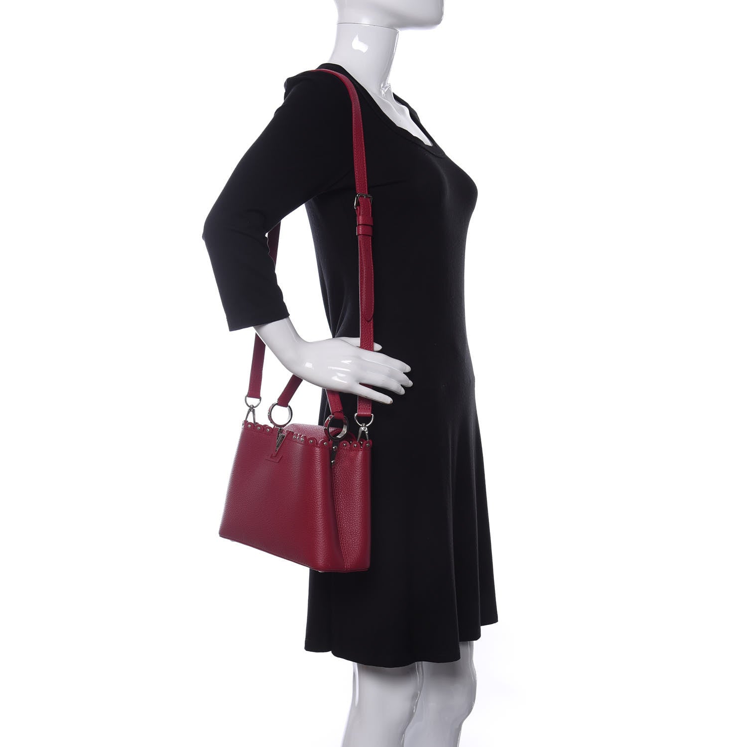 Louis Vuitton Taurillon Lace Croquets Capucines BB Groseille 2 of 11