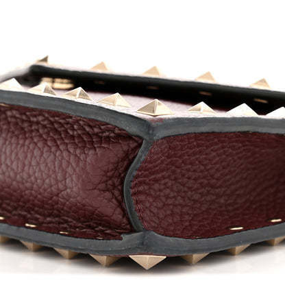 Valentino Garavani Pebbled Calfskin Rockstud Envelope Wallet on Chain Vinaccia 2 of 12