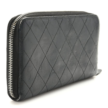 Chanel Lambskin Quilted Large Gusset Zip Around Wallet Black 3 of 9