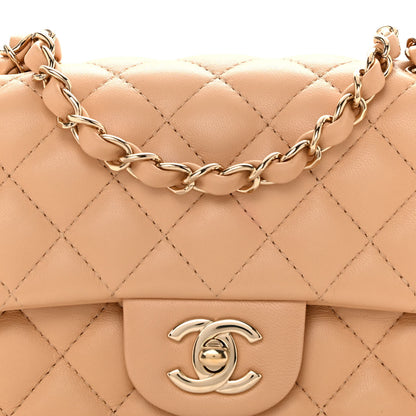 Chanel Lambskin Quilted Mini Rectangular Flap Beige 8 of 13