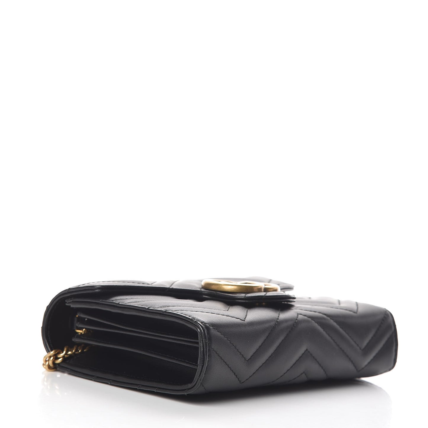 Calfskin Matelasse GG Marmont Chain Wallet Black