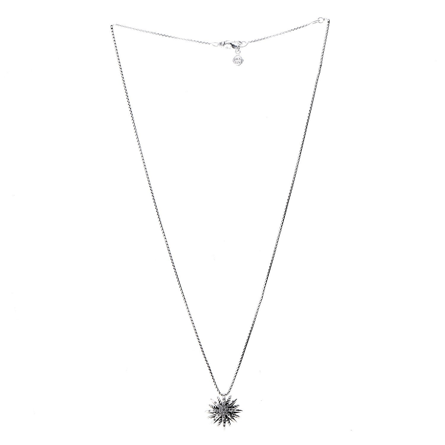 Tiffany DAVID YURMAN Sterling Silver Diamond 16mm Small Starburst Pendant Necklace 3 of 6