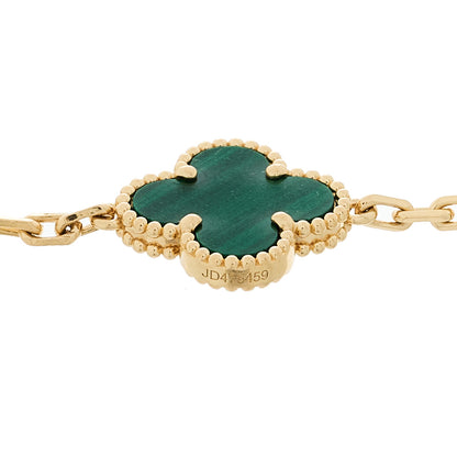 Van Cleef & Arpels 18K Yellow Gold Malachite 5 Motifs Vintage Alhambra Bracelet 4 of 4