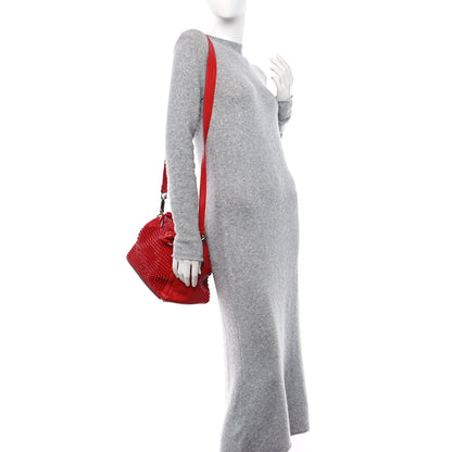 Christian Louboutin Grained Calfskin Studded Panettone Bowling Bag Rouge De Mars 2 of 12
