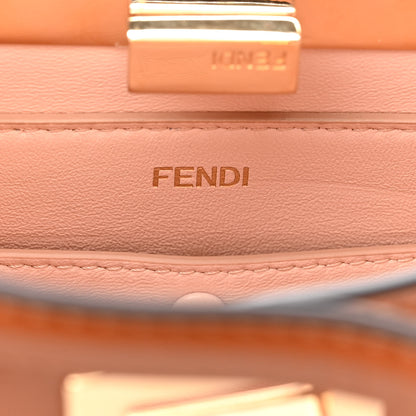 Fendi Vitello King Luxor Shiny Nappa Medium Peekaboo I SEE U East West Satchel Brandy Light Rose 8 of 11