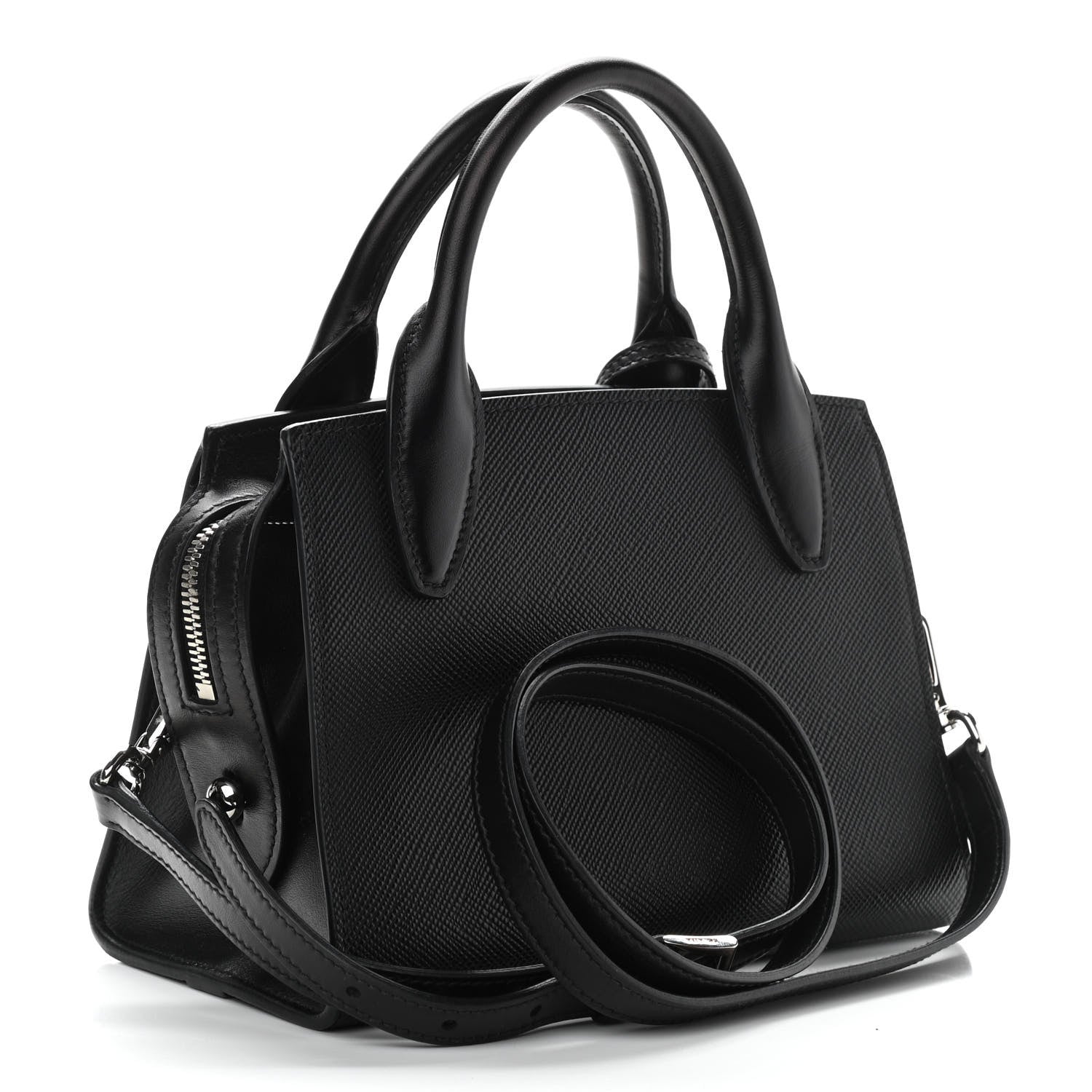 Prada Saffiano Cuir Calfskin Small Kristen Black 2 of 8