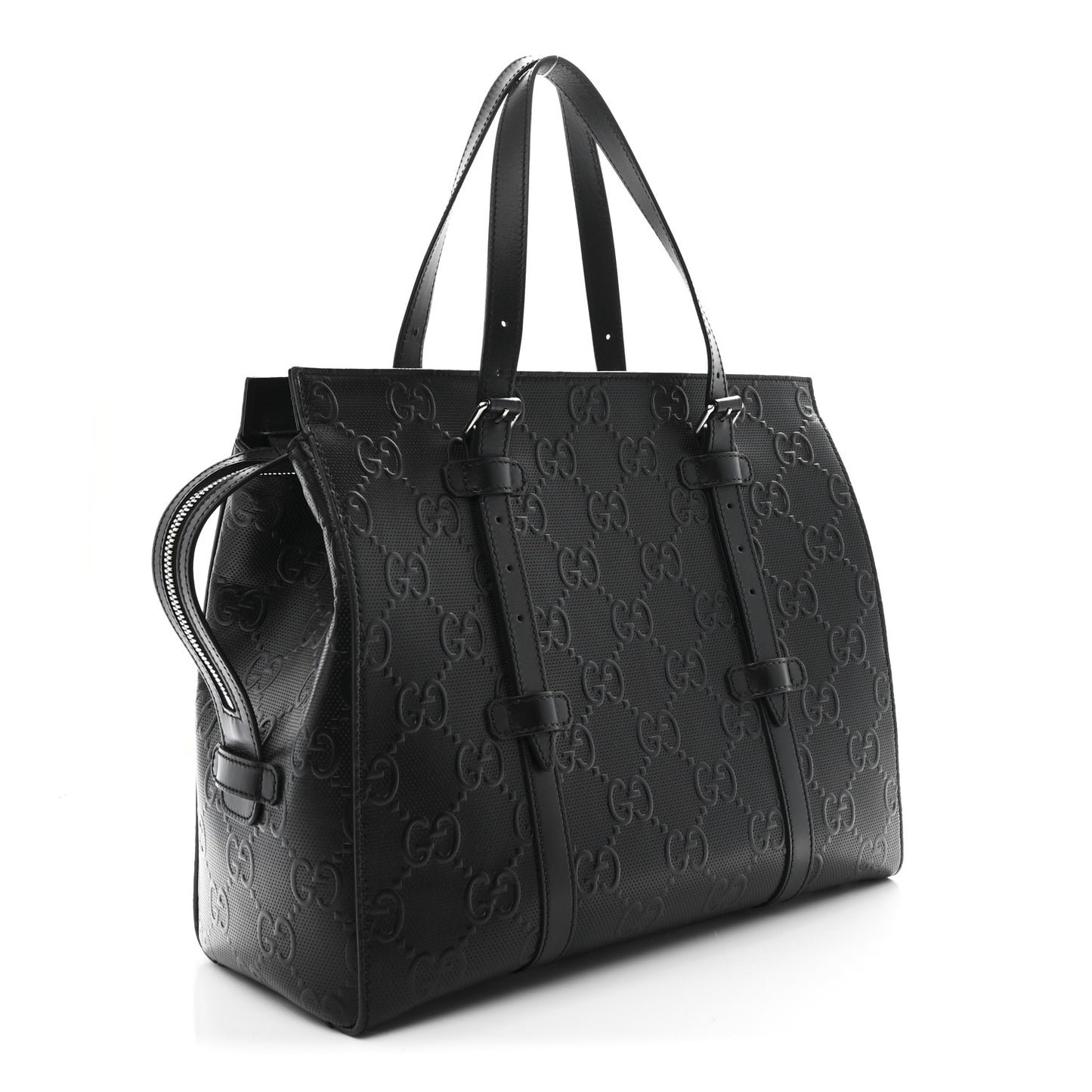 Calfskin GG Tennis Embossed Tote Bag Black