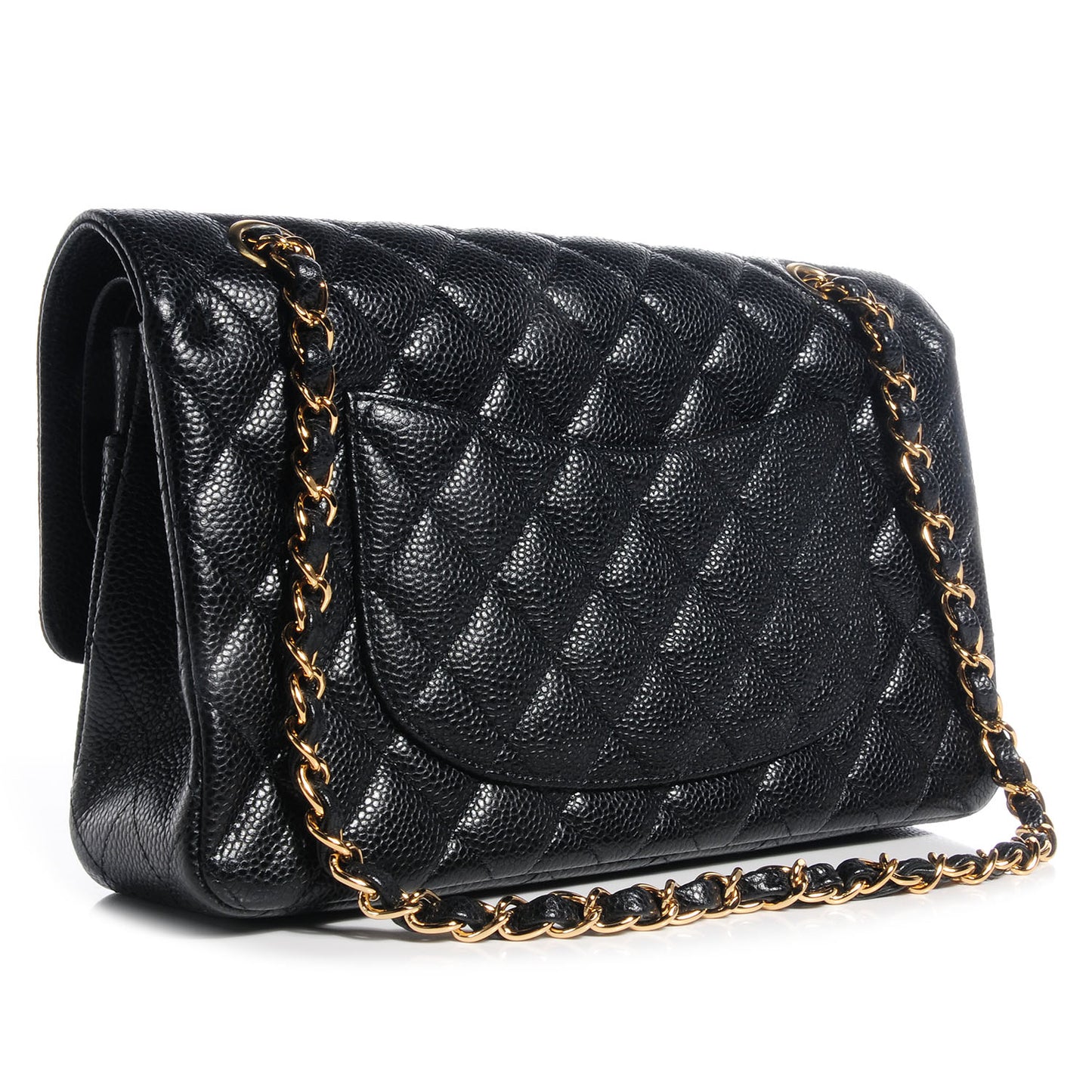 Caviar Quilted Medium Double Flap Black