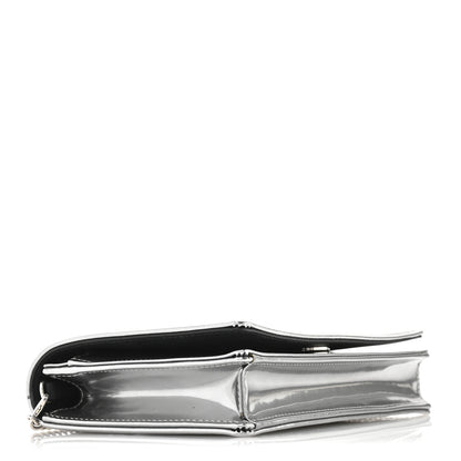 Christian Dior Metallic Patent Micro-Cannage Diorama Wallet on Chain Pouch Silver 4 of 10