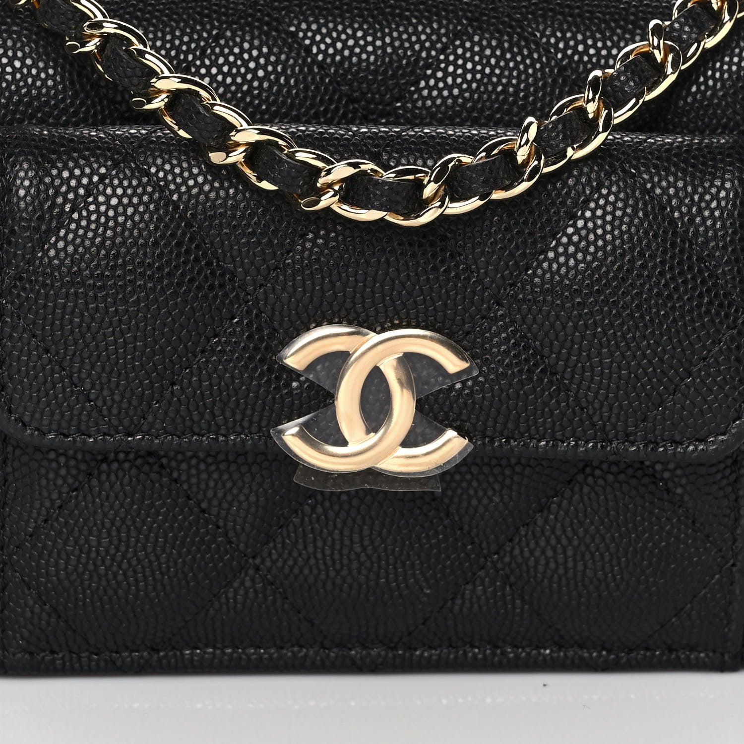 Chanel Caviar Quilted Pocket Twins Clutch With Chain Black 10 of 12