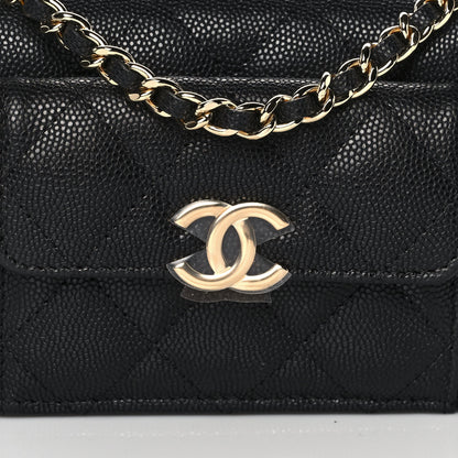 Chanel Caviar Quilted Pocket Twins Clutch With Chain Black 10 of 12