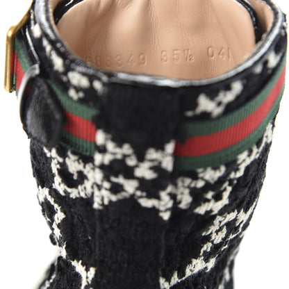 Gucci Tweed GG Monogram Lace Up Combat Ankle Boots 35.5 Black 9 of 10