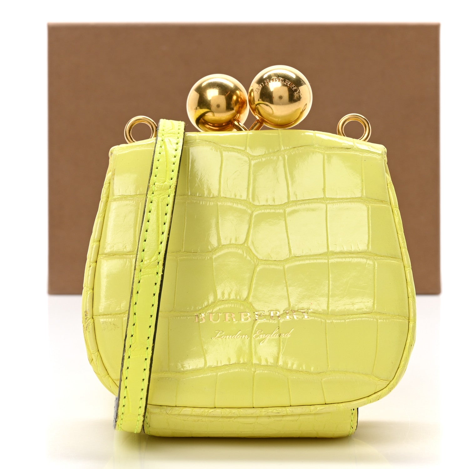 新品Burberry's 革イエローケース BXL21-865-43 Burberry Alligator Mini Frame Bag Neon Yellow 1701256 – FASHIONPHILE