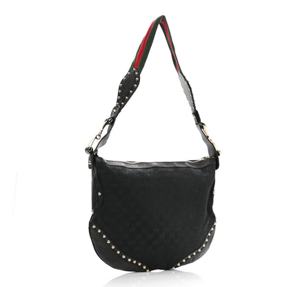 Gucci Monogram Pelham Studded Shoulder Bag Black 2 of 10