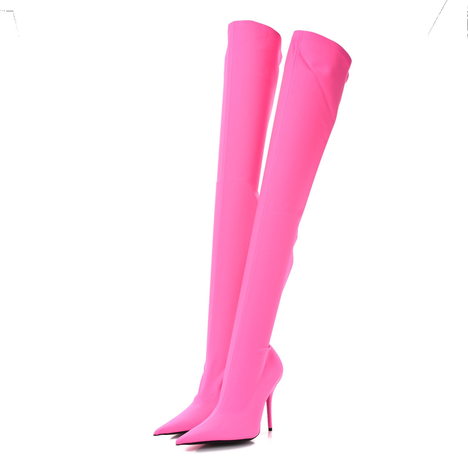 Balenciaga Matte Spandex Pointed Toe Knife 110mm Thigh High Boots 38 Fluo Pink 4 of 9