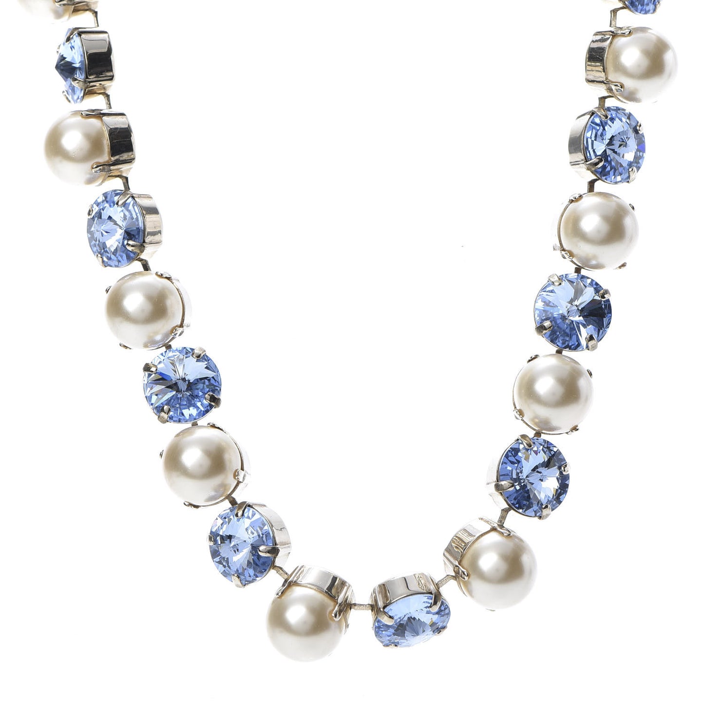 Crystal Pearl Necklace Aged Gold Blue