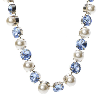 Gucci Crystal Pearl Necklace Aged Gold Blue 1 of 4