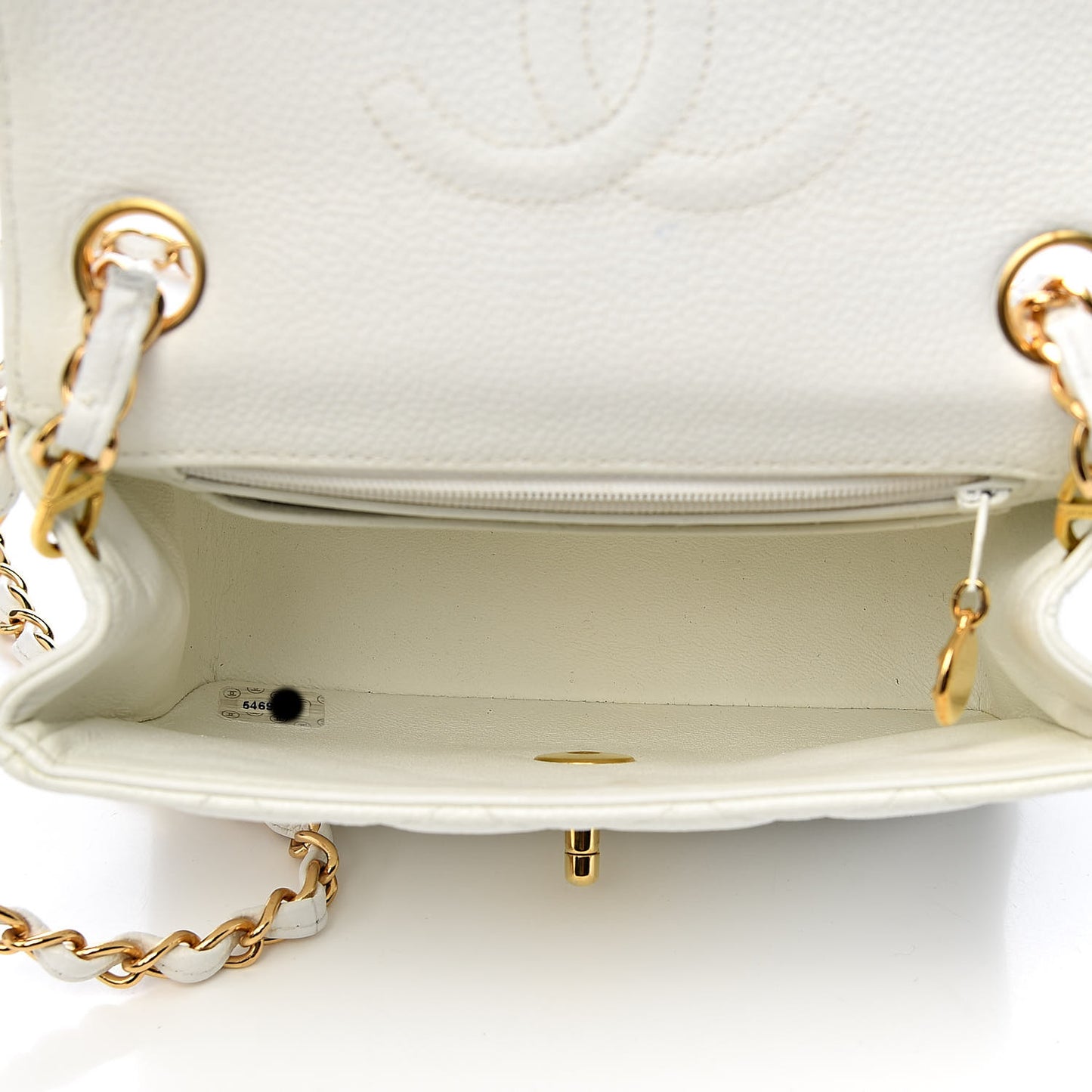 Caviar Quilted Mini Square Flap White
