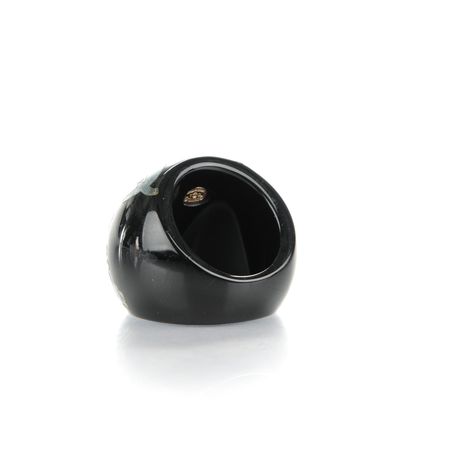 Resin Glitter Enamel CC Bird Ring Black Green
