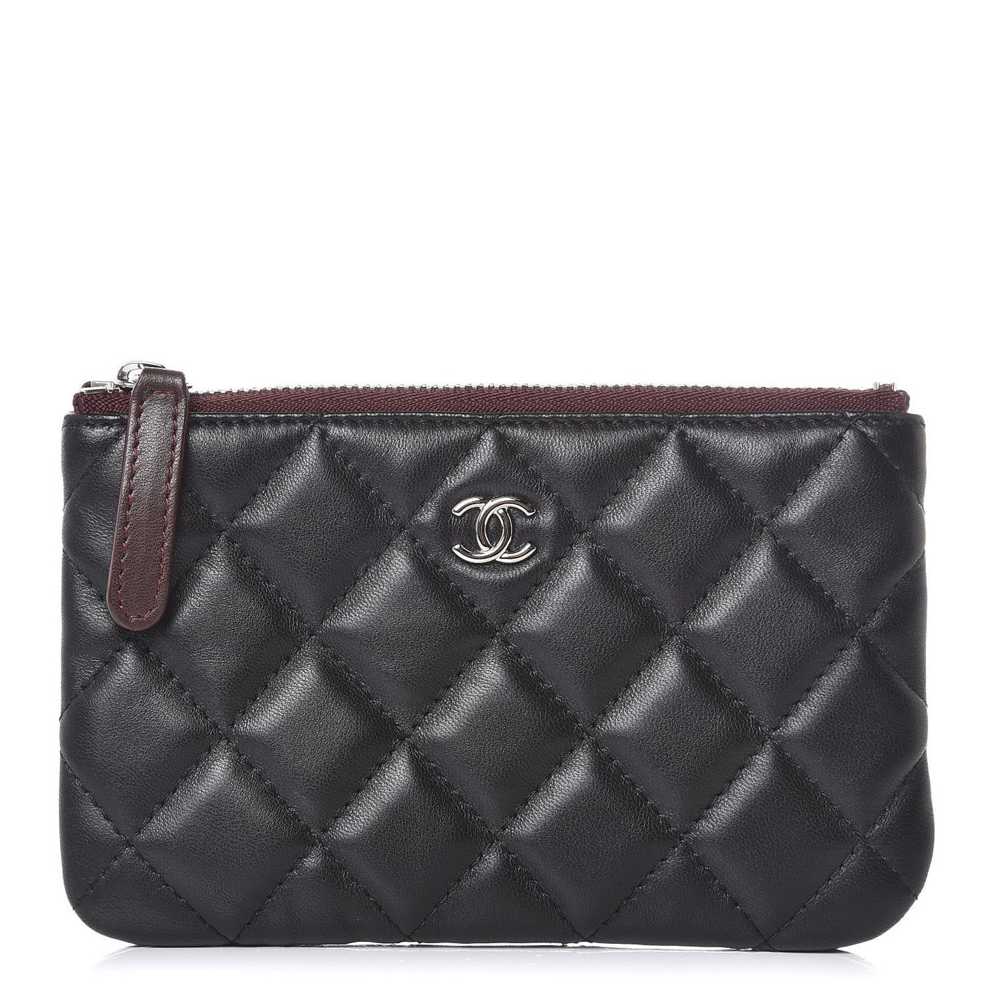 Lambskin Quilted Small Cosmetic Case Black