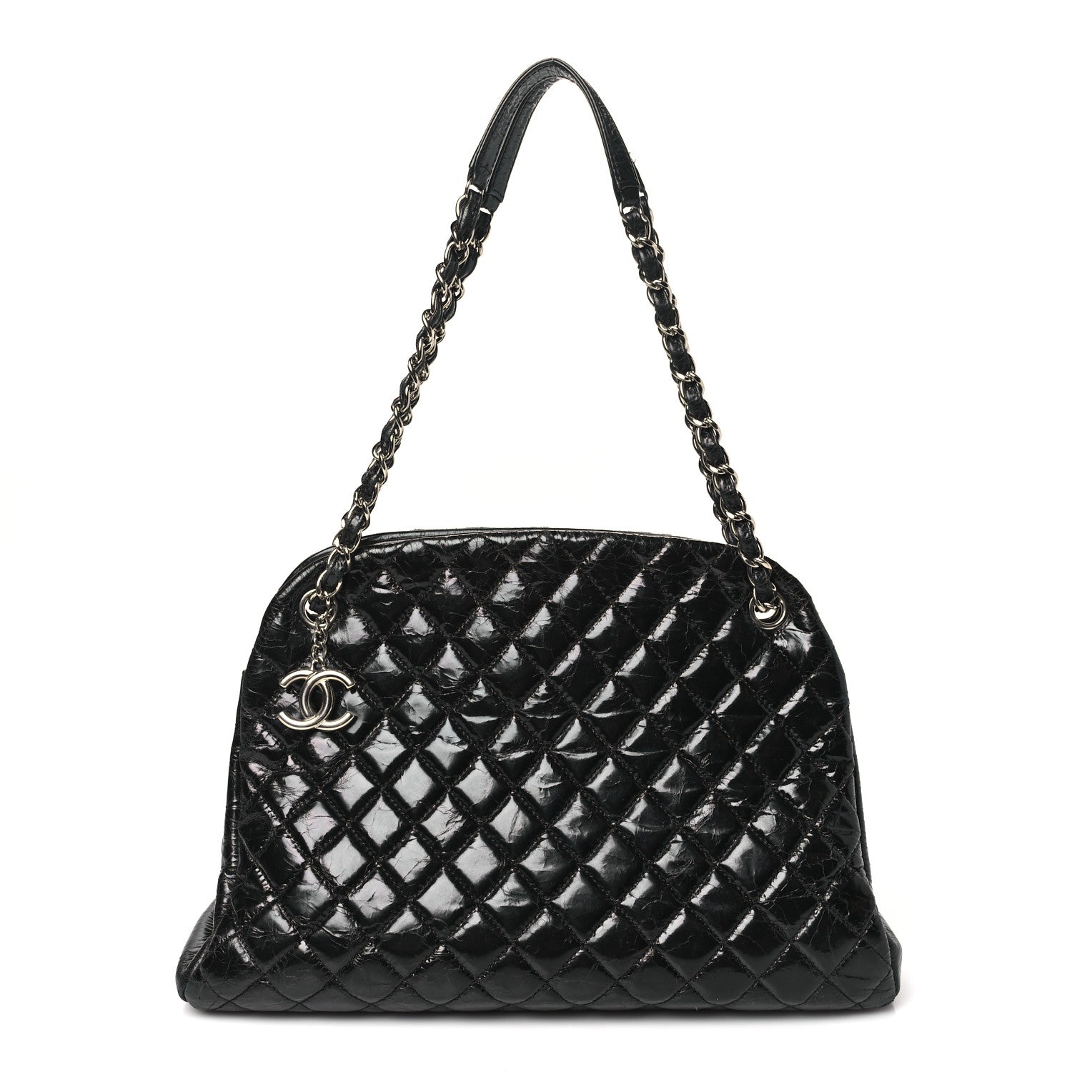 Chanel Glazed Calfskin Quilted Large Just Mademoiselle Bowling Bag Black 1 of 11