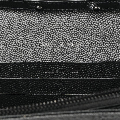 Saint Laurent Grain De Poudre Matelasse Chevron Monogram Chain Wallet Black 6 of 12