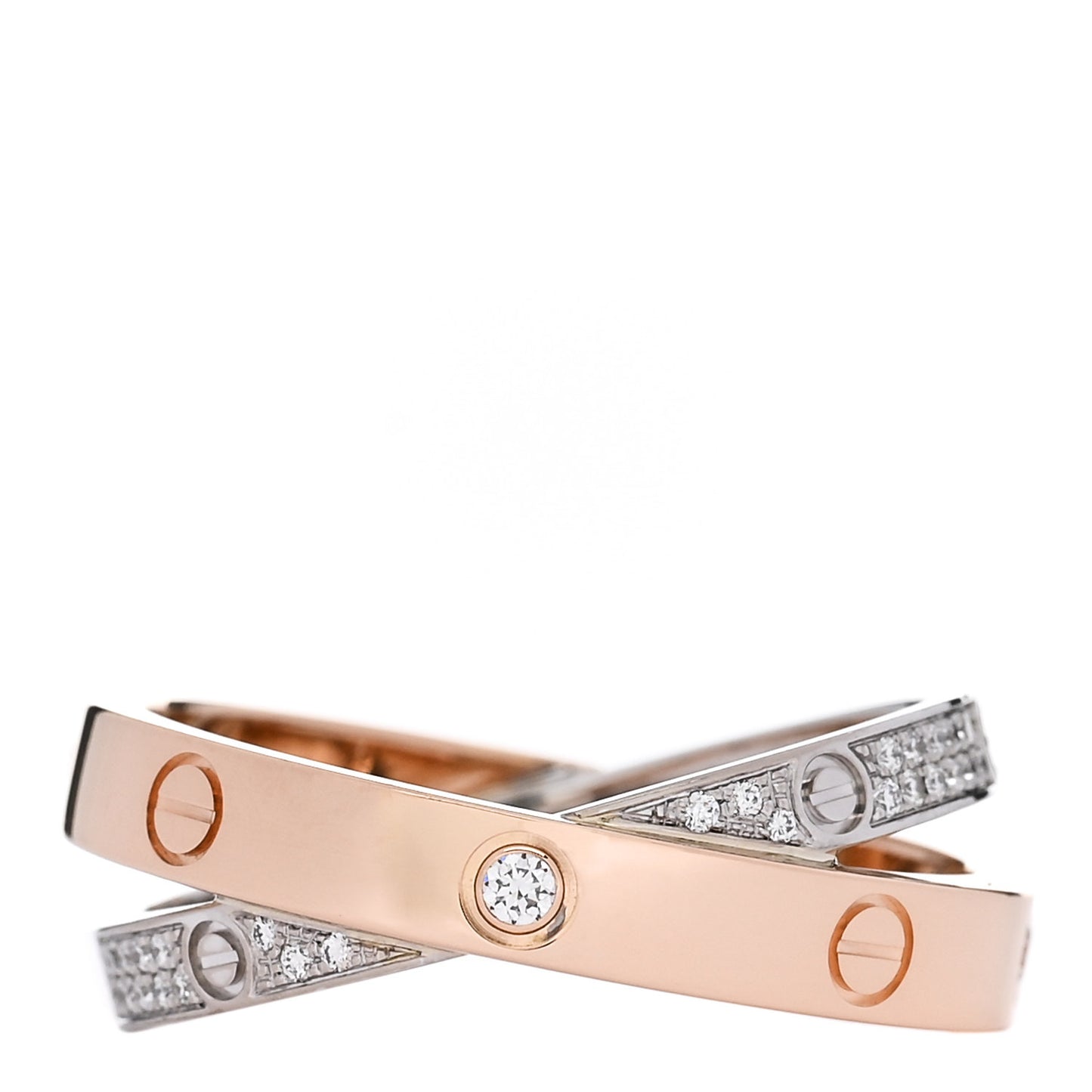 18K Pink White Gold Diamond LOVE Pave Ring 58 8.25