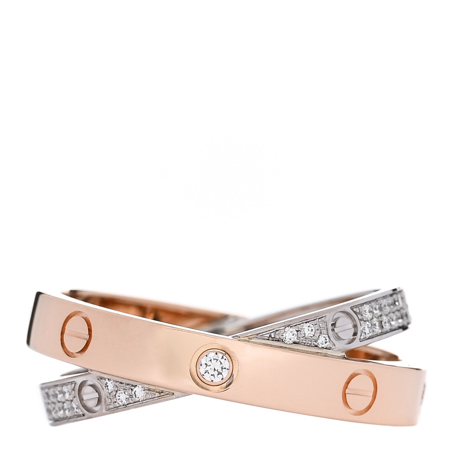 Cartier 18K Pink White Gold Diamond LOVE Pave Ring 58 8.25 4 of 5