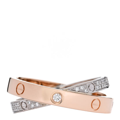 Cartier 18K Pink White Gold Diamond LOVE Pave Ring 58 8.25 4 of 5
