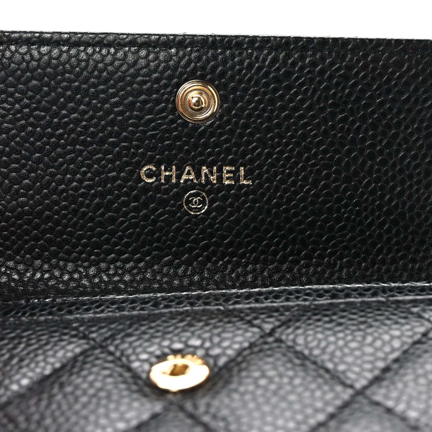 Caviar Quilted Flap Card Holder Black
