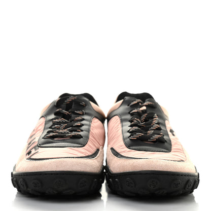 Chanel Nylon Calfskin Suede CC Womens Sneakers 35.5 Pink Black 3 of 7
