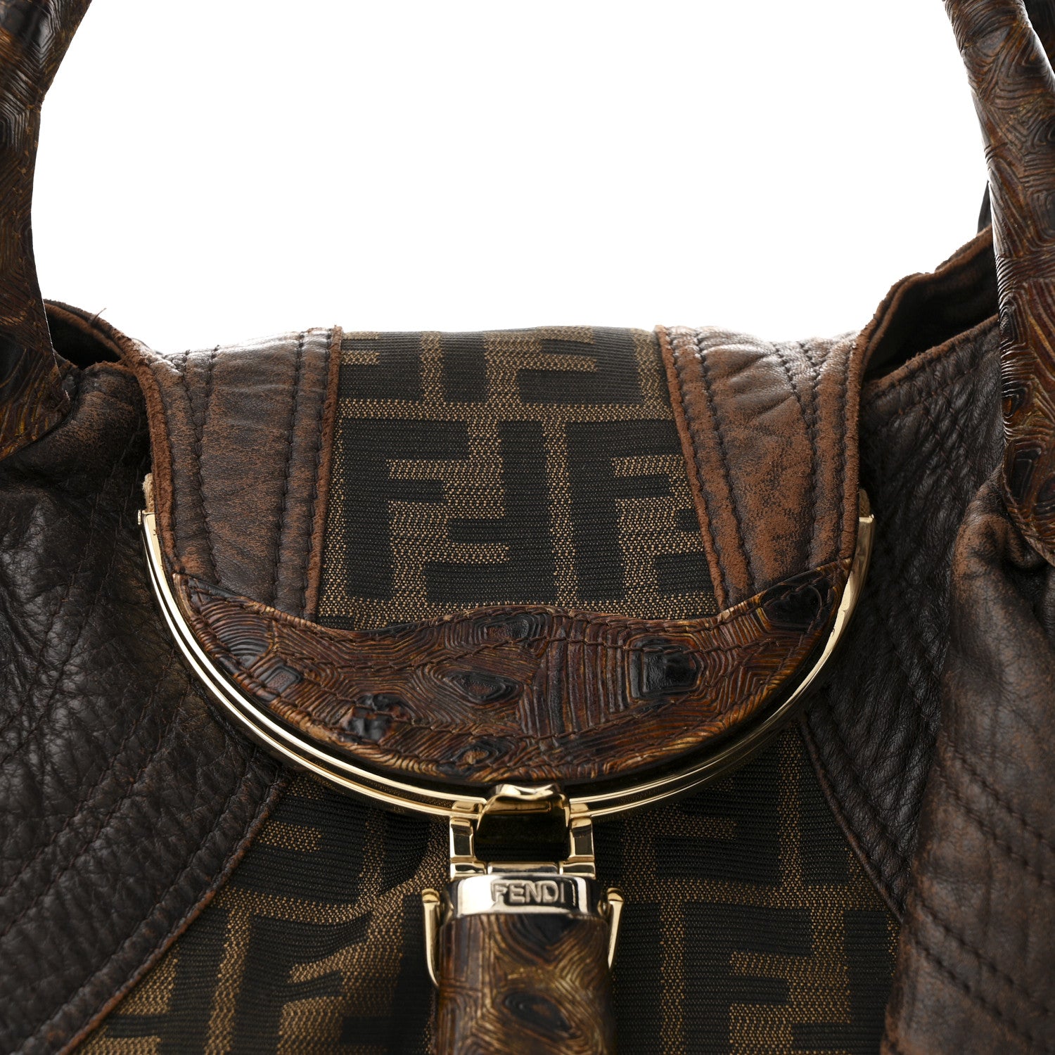 Fendi Zucca Nappa Nuvolata Vitello Tortuga Spy Tobacco Moro 8 of 12