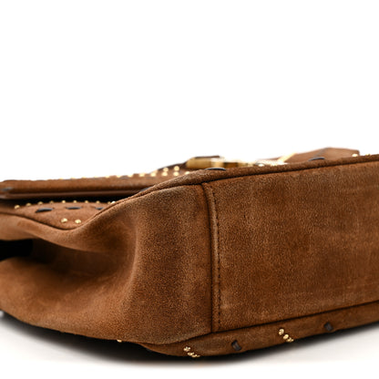 Saint Laurent Suede Matelasse Chevron Studded Monogram Medium College Bag Brown 8 of 10