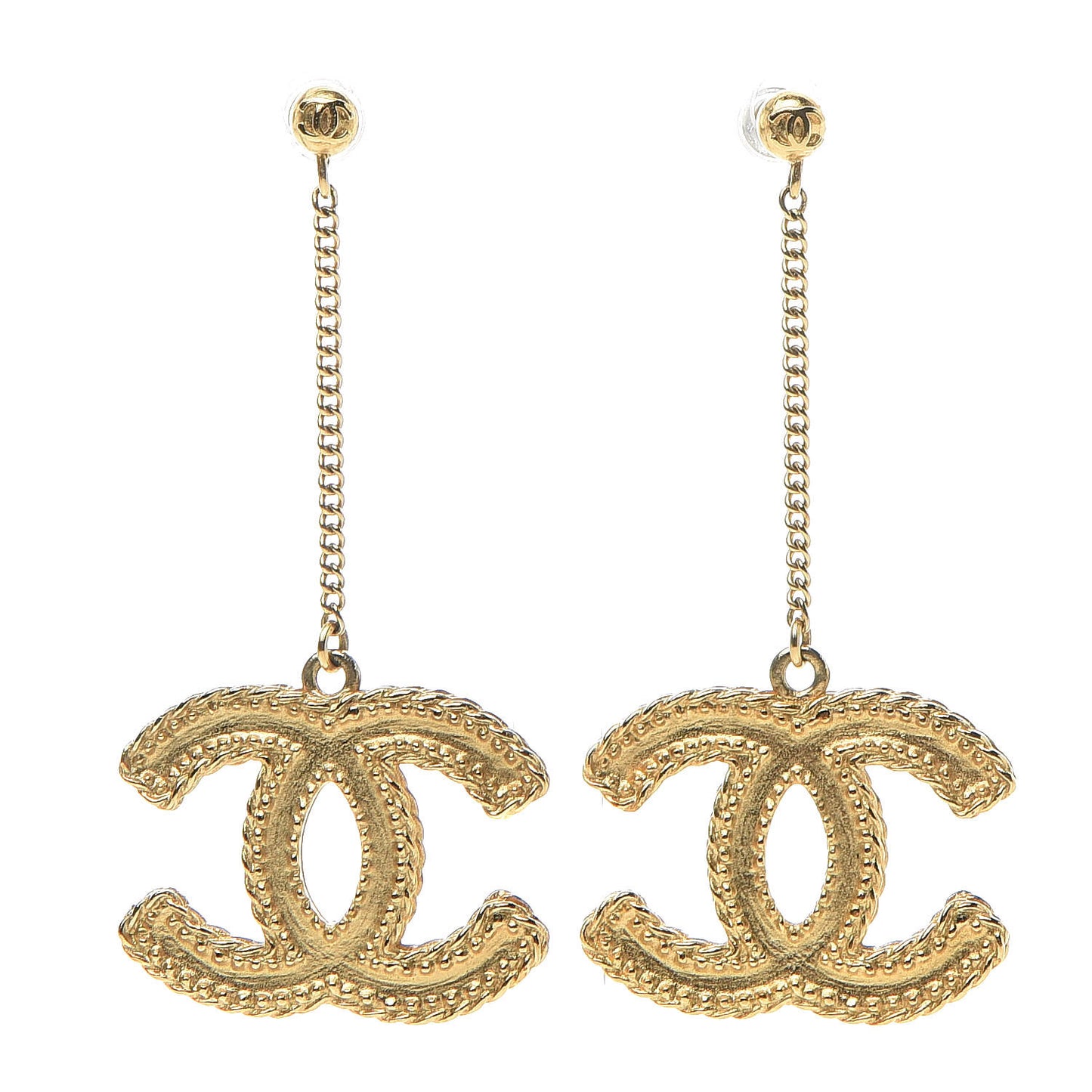 CC Drop Earrings Matte Gold