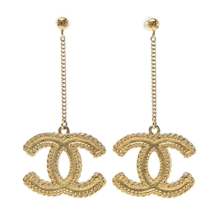 Chanel CC Drop Earrings Matte Gold 1 of 5