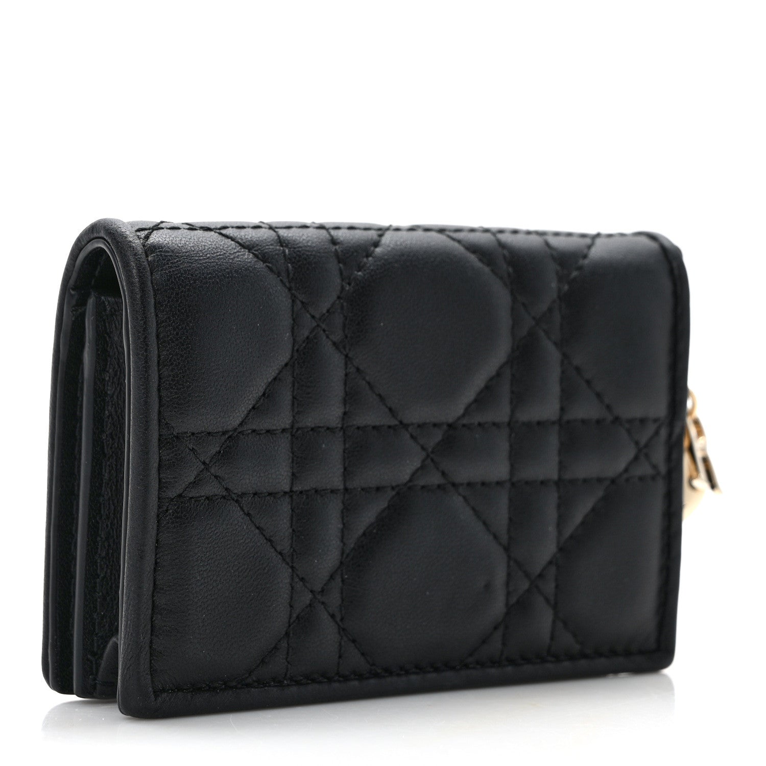 Christian Dior Lambskin Cannage Small Lady Dior Flap Card Holder Black 3 of 9