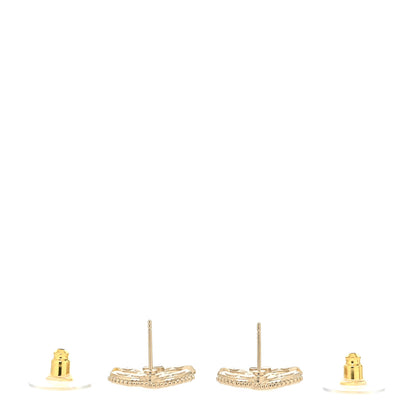 Chanel Metal Textured CC Earrings Gold 3 of 4