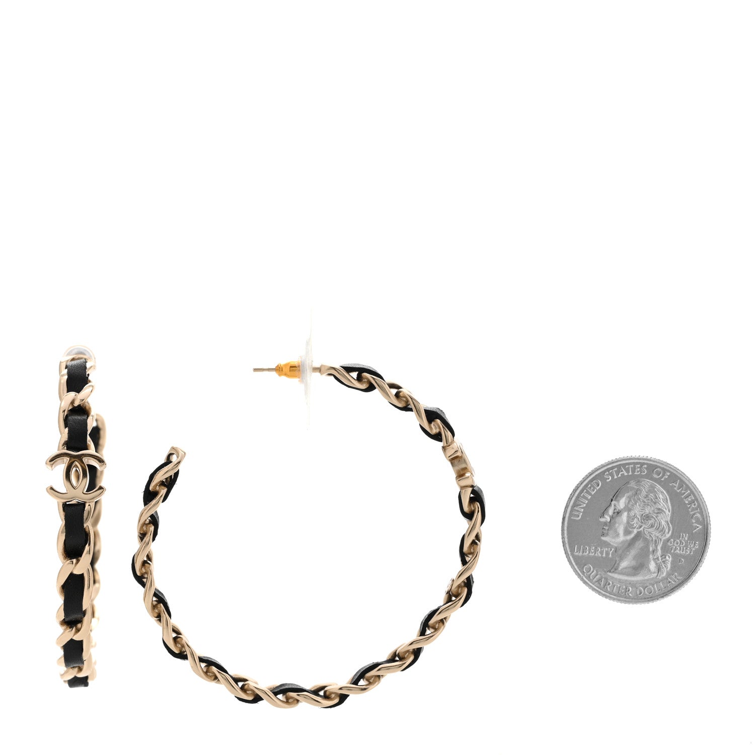 Chanel Lambskin CC Chain Earrings Matte Gold 2 of 4