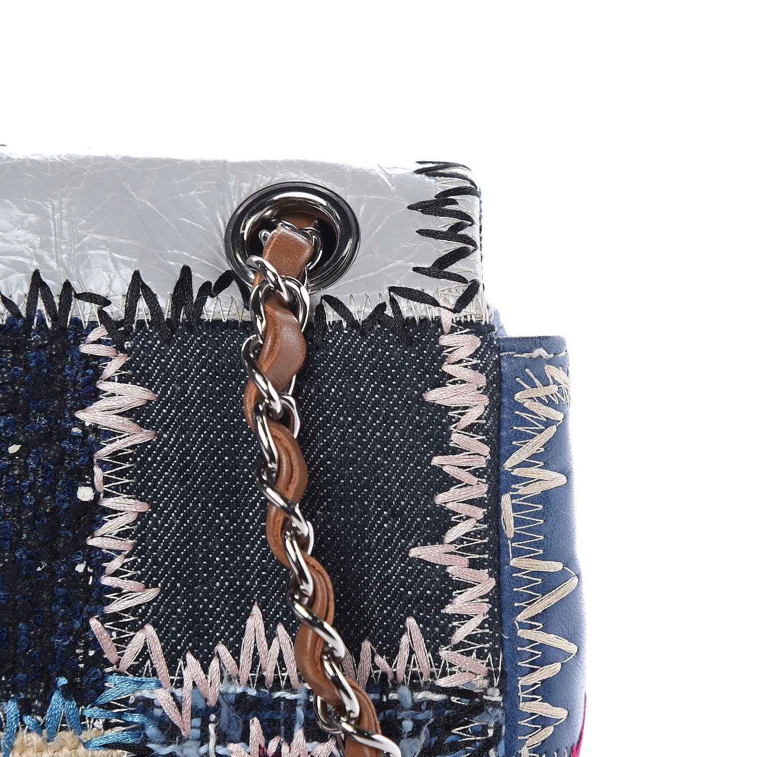 Chanel Denim Tweed Patchwork Medium Single Flap Multicolor 12 of 13