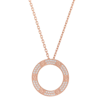 Cartier 18K Pink Gold Diamond LOVE Paved Necklace 4 of 7