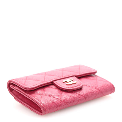 Chanel Caviar Quilted Flap Card Holder Wallet Dark Pink 4 of 8