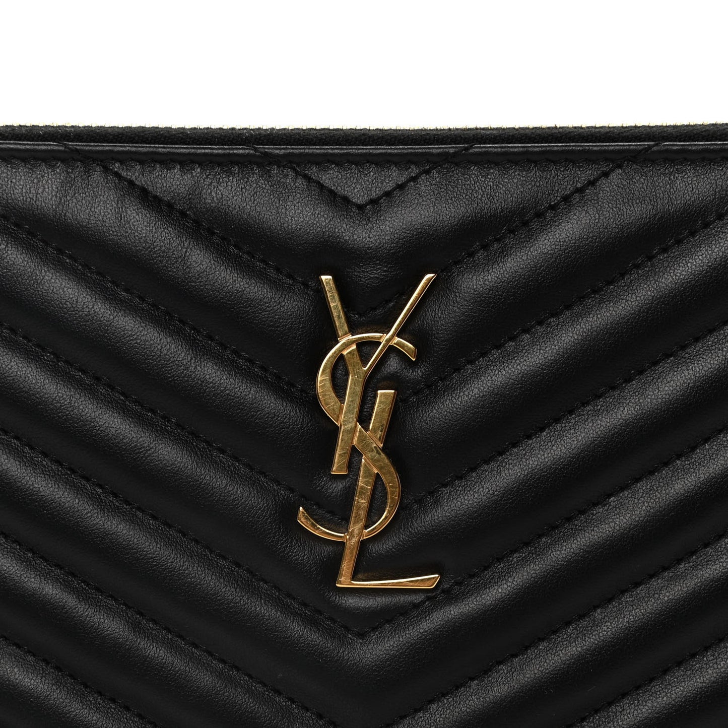 Calfskin Matelasse Chevron Monogram A5 Wristlet Black