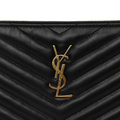 Saint Laurent Calfskin Matelasse Chevron Monogram A5 Wristlet Black 8 of 11