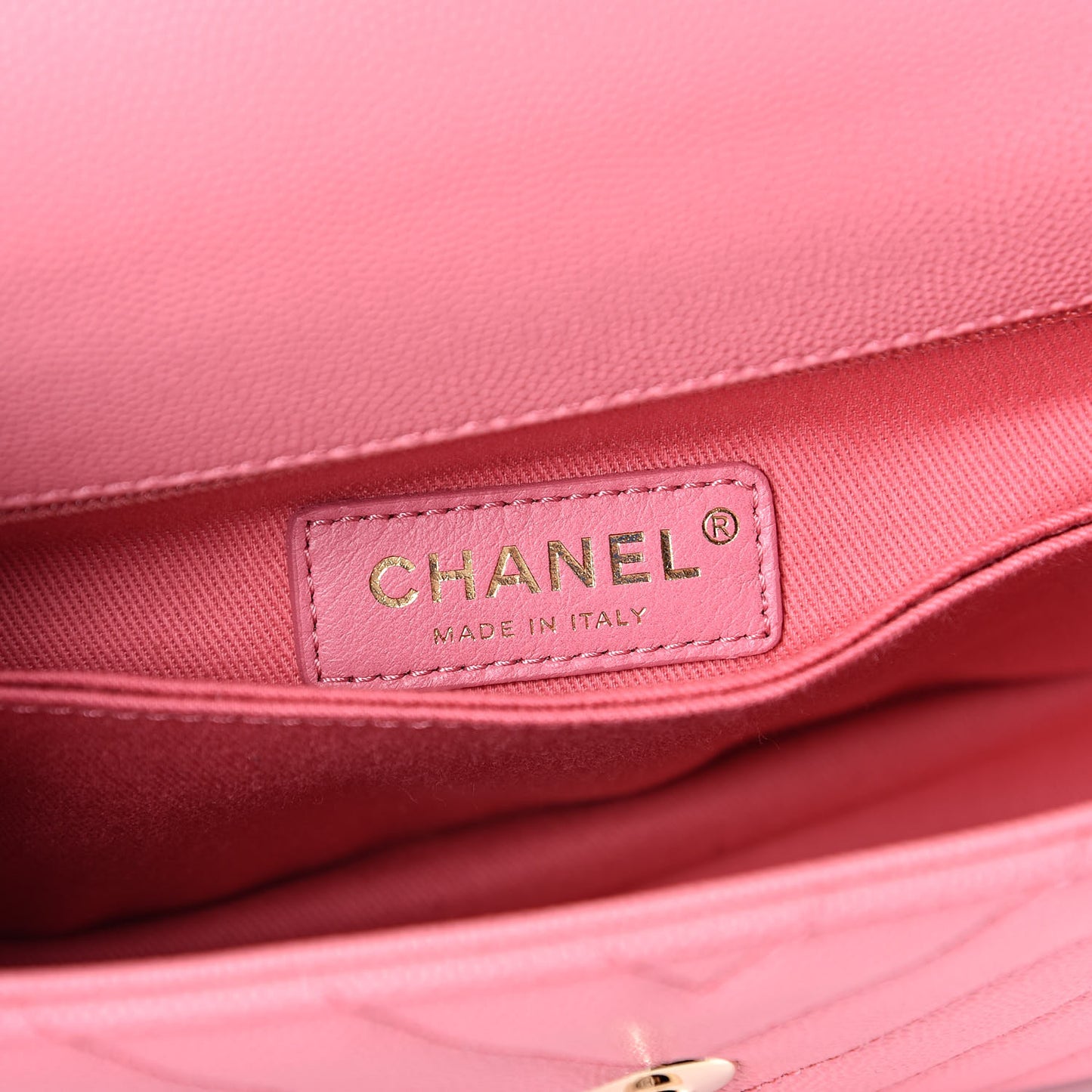 Caviar Chevron Quilted Mini Coco Handle Flap Pink
