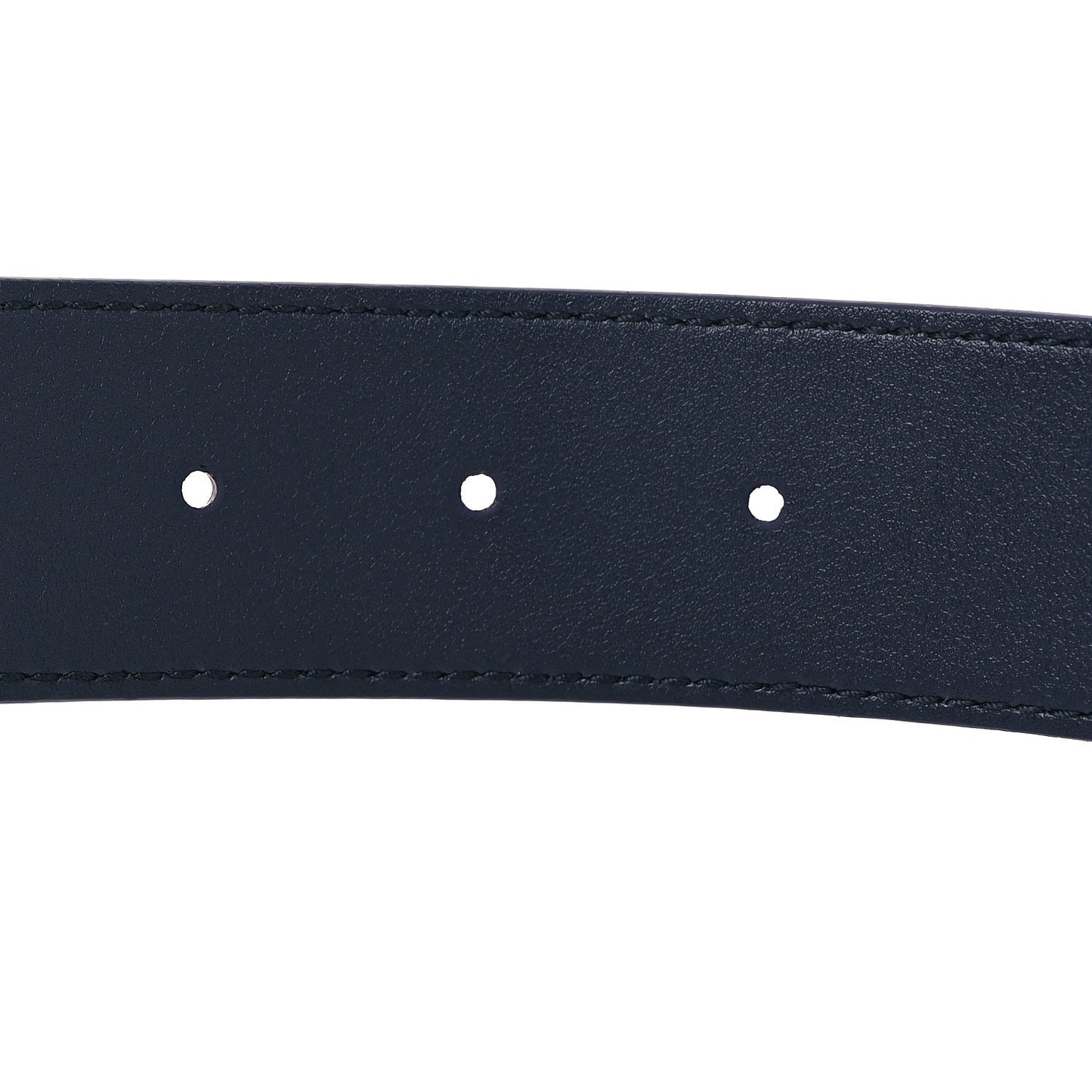 Moon Calfskin Round Plaque 35mm Belt 100 40 Navy