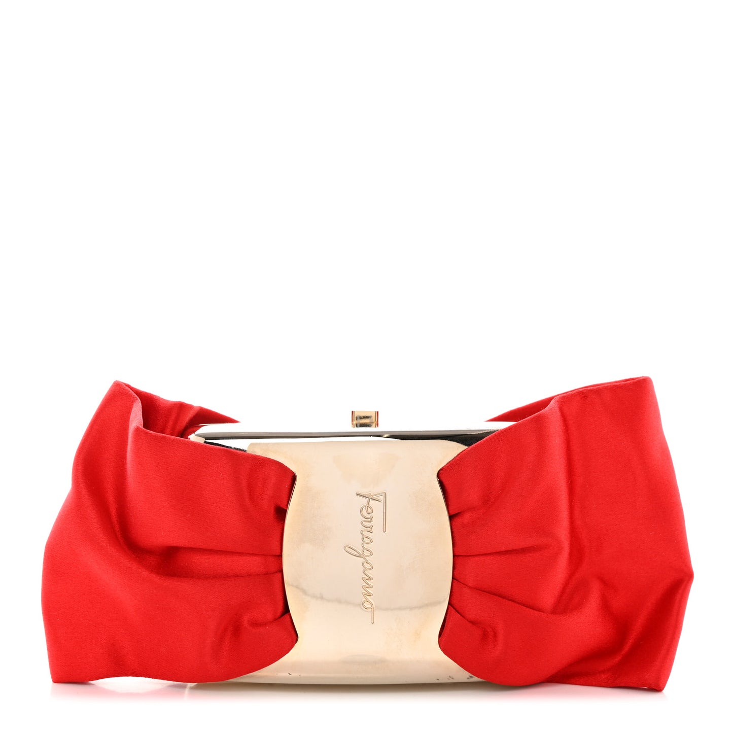 Satin Bow Clutch Red